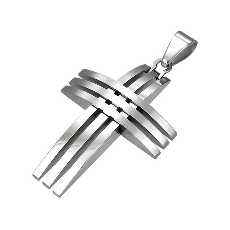 Stainless Steel Industrial Openwork Cross Pendant - Click Image to Close